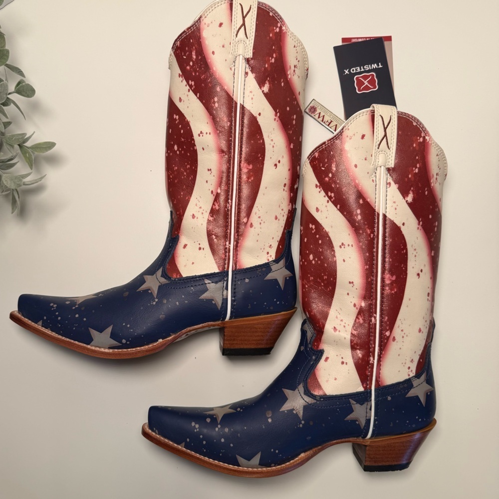 Twisted X Women's Steppin' Out Western Boots American Flag Snip Toe Size 9 USA